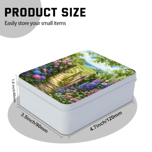 Image of Decorative Metal Tin Box with Lid,Bluebird Pathway Organizer