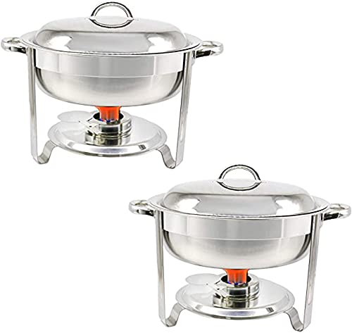 4er Pack mit 5 Quart Full Size Edelstahl Runde Chafers und Buffetwärmer Sets mit Wasserpfanne, Lebensmittelpfanne… – Bild 3