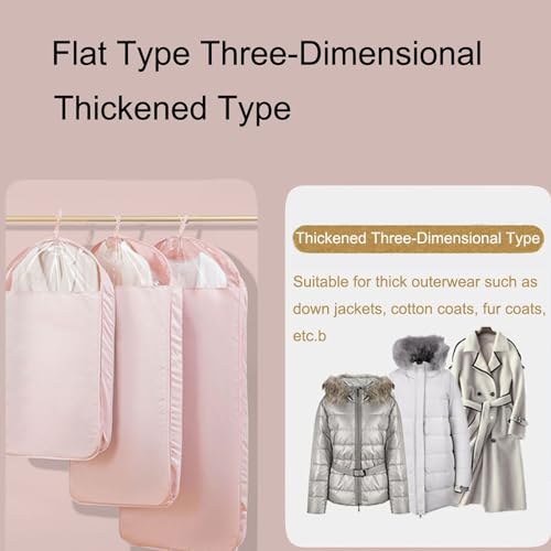 Garment Bags for Hanging Clothes, Hanging Clothes Bag Dust-Proof Suitable for Coats, Jackets, Shirts, Down Jackets(Pink,90x58x9cm/35x23x4in)3