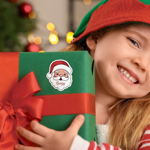 Image of Personalized Christmas Stickers with Name, Custom Santa Claus Waterproof Christmas Gift Tags for Gift Box Holiday Decorations, Stockings, Party Favors (Santa Claus 2)