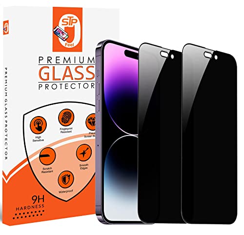 Image of STP FEEL [2-Pack Anti-Spy Privacy Tempered Glass for iPhone 14 Pro /iPhone 15 (Black, 6.1 Inch) Edge to Edge Screen Protector Guard With Easy Applicator