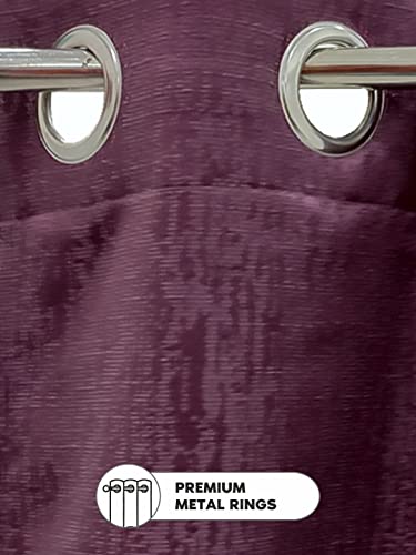 Image of BIANCA Jacquard Blackout Eyelet Curtain -1pc 5 Feet (dromanio) | Blocks 80% Sunlight | Window Abstract-Grape