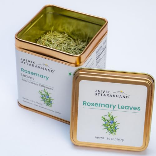 Image of Jaivik Uttarakhand Rosemary Dry Leaves Tea (113.4 g), Hair Growth, Gluten GMO Caffeine Free, Salvia Rosmarinus, Pack of 2 Tin Box