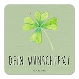 Mr. & Mrs. Panda Personalisierter Bierdeckel Blume Kleeblatt 50er Set - Personalisierte Geschenke, Glück, Bierdeckel personalisiert, Blumen Deko,