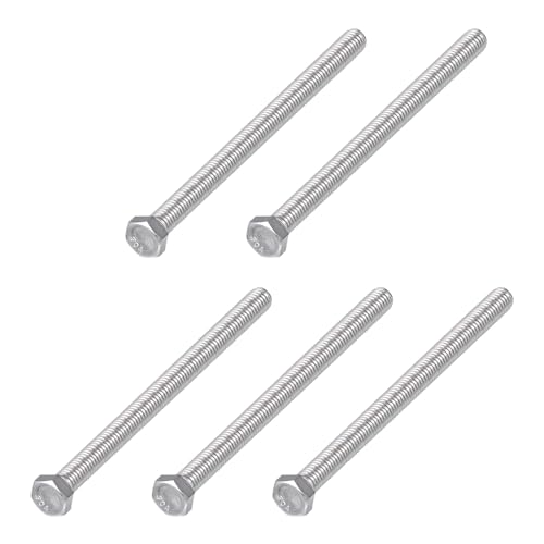 Image of METALLIXITY Hex Head Bolts (3 /8-16 x 6) 5Pcs, 304 Stainless Steel 18-8, Fully Threaded, External Hex Drive, Plain Finish, Hex Head Screw Bolt, Silver