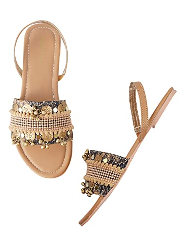 Image of Marc Loire Women's Embroidered and Embellished Flat Fashion Sandals