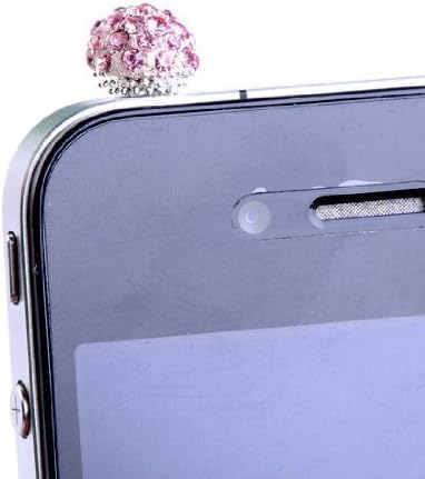 1pc 3.5mm Pink Crystal Disco Ball Anti Dust Plug Stopper for Iphone Ipad Cell Phone