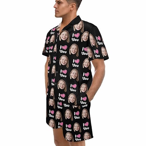 Artsadd Custom Pajamas with Face Personalized Photo Pjs Short Sleepwear for Men Women Couples Matching Pajamas Funny Gifts3
