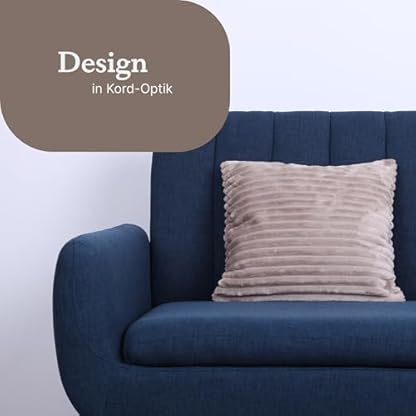 Kissenhülle 45x45cm (Hellbraun) Cord Optik - Kuschelig weicher Bezug mit Reißverschluss - Kissen - Öko Tex - ideale Hülle für Sofakissen, Dekokissen – Bild 6