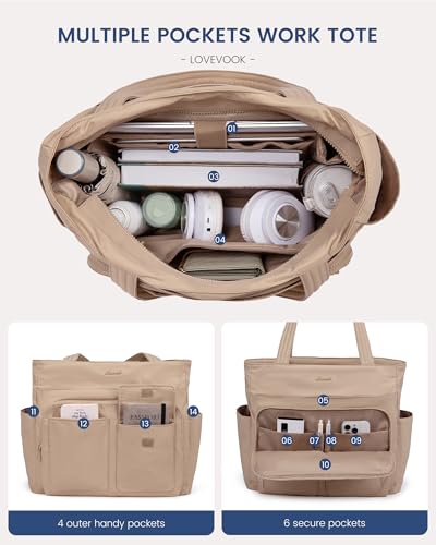 LOVEVOOK Lightweight Multi-Pocket Laptop Tote