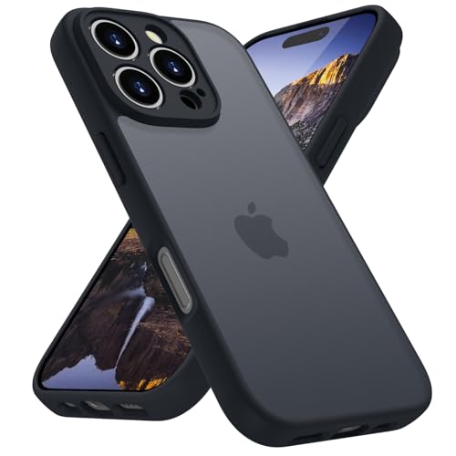 HGH Matt Hülle für iPhone 16 Pro mit Kameraschutz, [Militärschutz] Stoßfest FallSchutz, Durchscheinende Rückseite Anti-F...