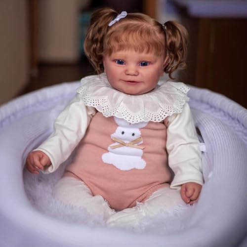 YIHANGG 24" Lebensechte Reborn Babypuppen Neugeborene Puppe 60cm Realistisch Reborn Kleinkind Mädchen Braunes Haar Weihnachten Geburtstag Geschenke – Bild 5