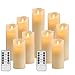 Produktbild LED Kerzen,Flammenlose Kerzen D2.2xH 4"/5"/6"/7"/8"/9"inch Set aus 9Echtwachs 10-Tasten Fernbedienung mit 2/4/6/8-Stunden Timer,300+ StundenYIWER (Elfenbein, 9×1)