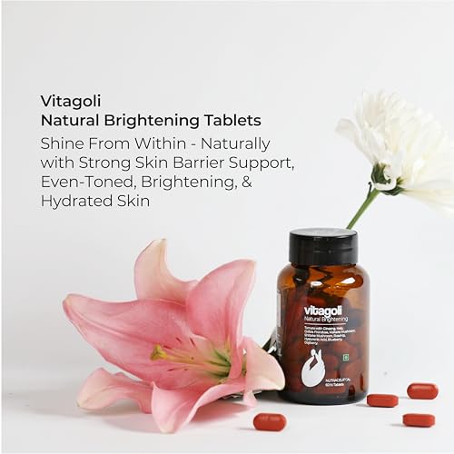 Image of Vitagoli Natural Skin Brightening & Pigmentation Tablets | Collagen Support with Hyaluronic Acid, Tomato Extract & Korean Ginseng | Dark Spot Reduction, Skin Barrier Repair, Hydrates & Glow