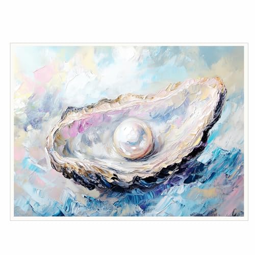 Colorful Oyster Shell Wall Art – Pastel Abstract Coastal Print
