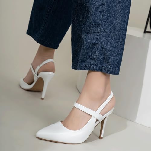 IDIFU IN4 Women's Pumps High Heels Strappy Closed Toe Stiletto Pointed Toe Slingback Dress Shoes for Women Wedding Prom Bridal Party Trendy Fashion Sexy Comfortable Pumps Dressy Shoes4