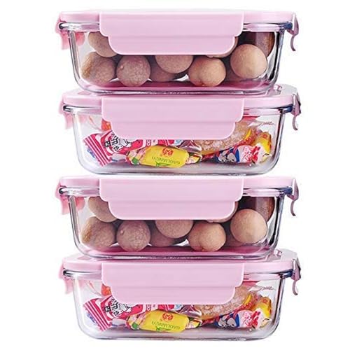 Image of 650 ML Glass Meal Prep Containers with Airtight Lids | Food Storage Containers Microwave, Oven, Freezer & Dishwasher Safe (Pack of 2)