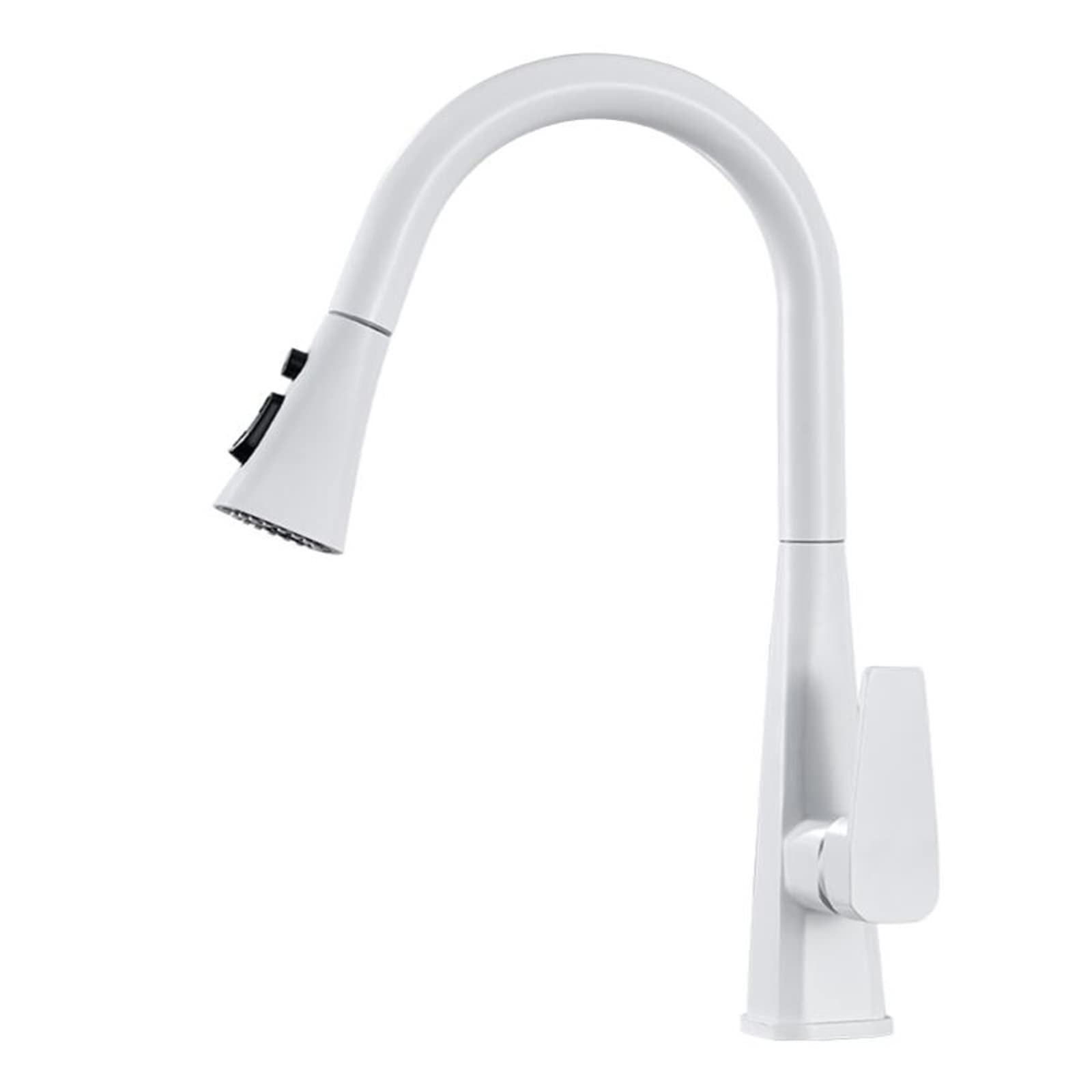 BHFPFZA Swivel Pull-Out Kitchen Mixer Tap - Hot & Cold Brass Sink Faucet with Shower Mode - Modern White Design for Easy Cleaning & Versatile Use