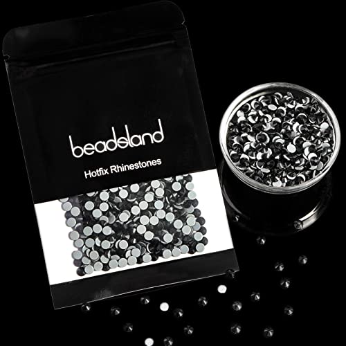 Image of Beadsland Hotfix 1440pcs Flatback Crystal Rhinestones for Crafts DIY Decoration, Black, SS16, 3.8-4mm