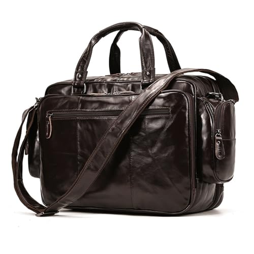 HBJWOV Men's Briefcase Large Capacity Business Oversized Computer Bag Leather Handbag Cowhide Multi-purpose Travel Bag