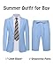 Bofan Linen Suits Boy Formal Sky Blue Tuxedo Suits Boy 2 Piece Retro Slim Fit Blazer Jackets Drawstring Short Pants Set Prom Summer Wedding Fashion Outfit Size 6