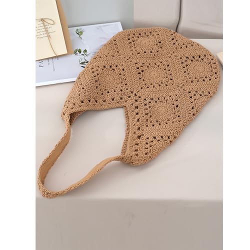 Bolso de playa tejido para mujer, tote de verano suave miniatura 4