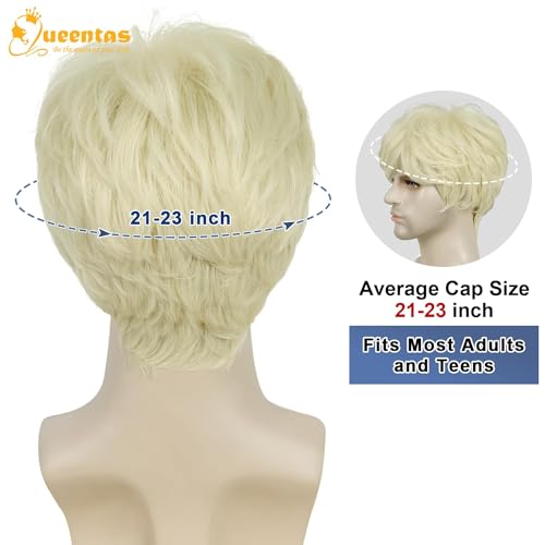 Image of QUEENTAS Mens Wig Short Blonde Wig for Men Natural Cowboy Costume Wigs for Men Short Synthetic Hair Male Wig