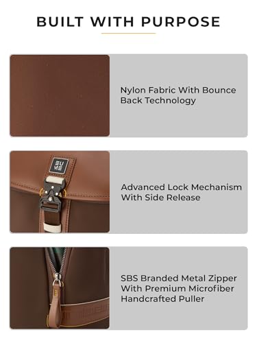 Image of EUME Zorain Premium Laptop Backpack for Men & Women | 15.6 Inch Laptop Sleeve | 27L Water Resistant Nylon & Microfiber Vegan Leather | Lightweight & Multipurpose | For Office Work & Travel