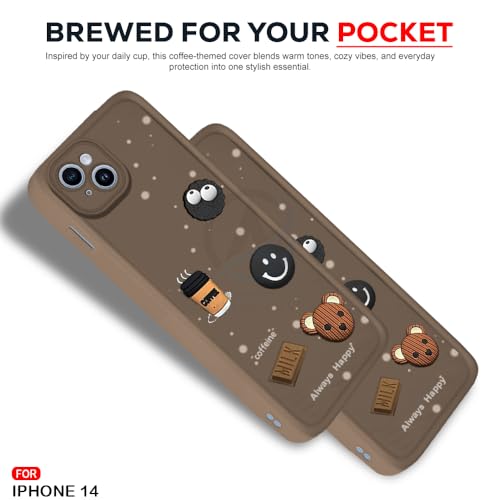 Image of AESTMO Back Case Cover for iPhone 14 Back Cover | Cute Fun Cartoon 3D Ball | Coffee Silicone Case | Full Body Protection | Camera Protection Back Cover for iPhone 14 (Brown)
