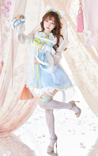 [Malymoon] コスプレ 織姫 七夕 アニマル キャット ねこ ネコ耳 ブルー 青 ラベンダー 紫 衣装 仮装 マリームーン 11点セット 10334 詳細画像5