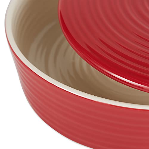 Rsvp International Stoneware Tortilla Warmer & Server With Lid, Dishwasher, Microwave And Oven Safe, 8" Dia X 3", Red #TOP1