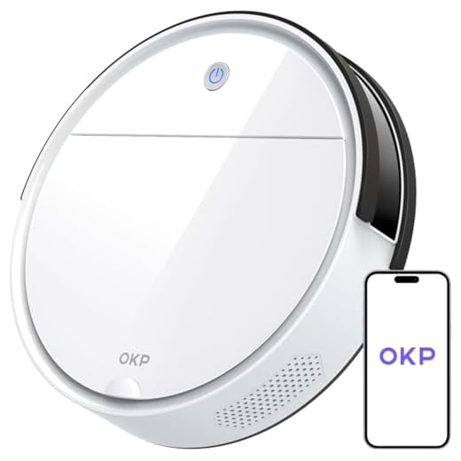 مكنسة كهربائية روبوت OKP، واي فاي/تطبيق/أليكسا، قابلة للبرمجة، نظام ترشيح فعال، شحن ذاتي، تصميم نحيف، صامت، مثالية للأرضيات الصلبة، وشعر الحيوانات، والسجاد