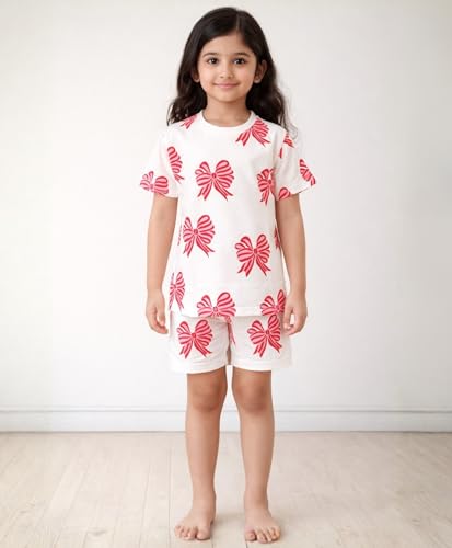 Image of ANTHRILO Sleepwear Shorts Set for Girls| Material: 100% Pure Cotton | Fabric: Skin-Friendly, ensuring a Soft Touch on Delicate Skin| Fit: Regular |Age Range: Suitable for Girls Aged 0-14 Years