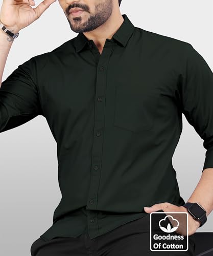 Image of Men's Cotton Full Sleeve Shirt | Regular Fit Casual & Formal Wear with Patch Pocket