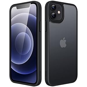 JETech Matte Case voor iPhone 12/12 Pro 6,1-Inch, Schokbestendig Military Grade Valbescherming, Mat Hoesje Doorschijnende Achterkant, Anti-Vingerafdruk (Zwart)