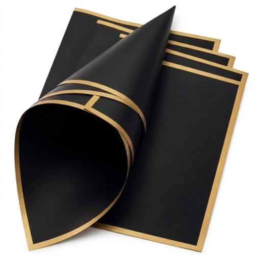 Image of SATYAM KRAFT 5 Pcs Korean Wrapping paper for gift packing | gift sheets for Him /Her, Girlfriend, Boyfriend, Birthday, Wedding, Enagagement, Anniversary, Chocolate Packing, Return Gifts, Floral Decoration (Black Paper)
