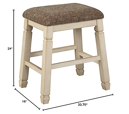 Signature-Design-by-Ashley-Bolanburg-Farmhouse-24-Counter-Height-Upholstered-Barstool-2-Count-Whitewash Signature Design by Ashley Bolanburg Farmhouse 24 Counter Height Upholstered Barstool 2 Count Whitewash