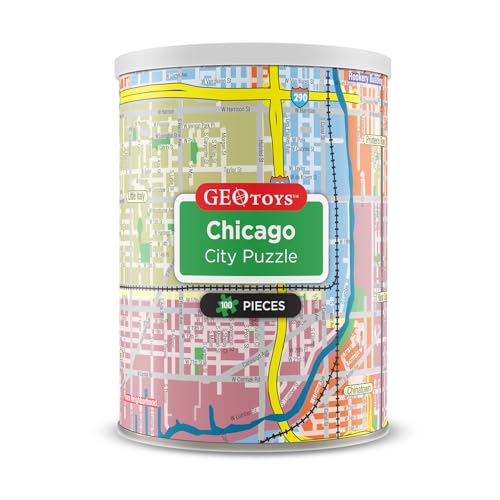 Geotoys Chicago Mini City Puzzle - 100 Piece Puzzles for...