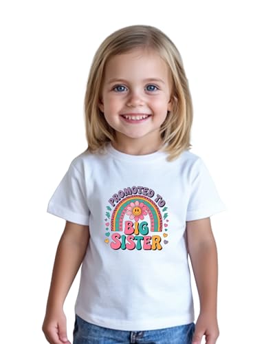 Homie Weekend Big Sister Gifts for Girls Shirts Promoted to Big Sister Announcement Shirt Toddler Short Sleeve Cotton T-Shirt 2T-8 Years Rainbow