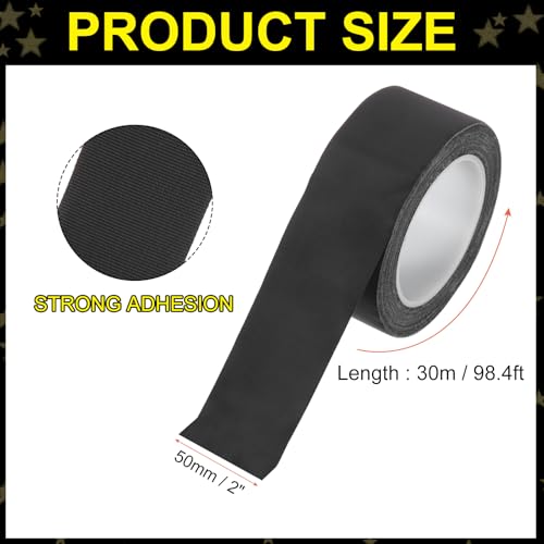 Image of MECCANIXITY Insulating Acetate Cloth Adhesive Tape, 2in x 98ft Black Electrical Heat Resistant Fabric Tape for Laptop Electric Automotive Guitar Repair Wire Harness