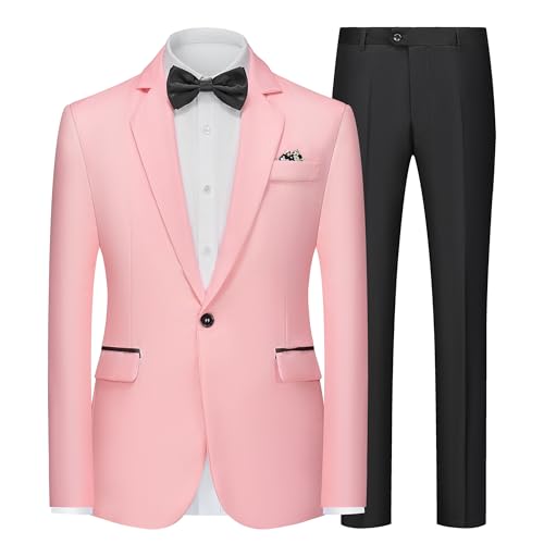 Mens Suits Slim Fit 2 Piece Dress Suits Tuxedo Jacket Blazer Pants Set for Wedding Business Prom