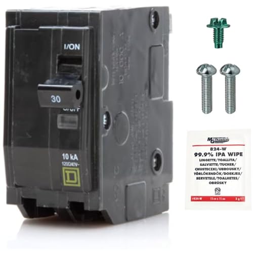 FalconSupply Genuine Square D QO230 Circuit Breaker Kit, 30 Amp (30A) Double Pole (2 Pole), 120/240V AC, 10kAIC, Plug-in Mount for QO Load Centers & Panels, Visi-Trip Indicator, New Replacement