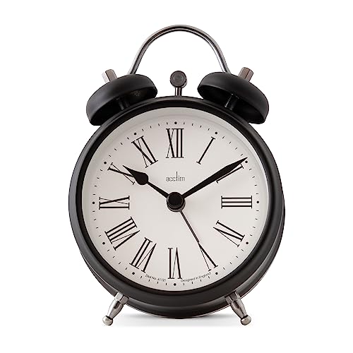 Acctim Shefford Analogue Faux Double Bell Small Alarm Clock (Black)