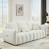 Antetek 78' Modern Sofa Couch, Comfy Deep Seat Teddy Cloud Sofa, Upholstered 3-Seater Boucle Couch, Oversized Loveseat for Living Room, Bedroom, Office, Apartment, Beige