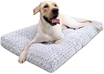 KSIIA Washable Dog Bed Deluxe Plush Dog Crate Beds Comfy Kennel Pad Anti-Slip Pet Sleeping Mat for Large, Jumbo, Medium, Small Dogs Breeds, 91 x 69 CM, Grey