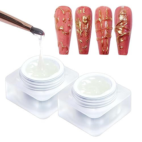 U-Shinein 2X8Ml 3D Painting Gel, Clear Spider Gel For Nail Art, 3D Nail Painting Drawing Gel For Nail Chrome Mirror Metallic Powder, Special Sculpture Gel Nail Polish Manicure Diy Nail Craving #TOP26
