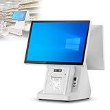 15,6 Zoll Dual Touchscreen-Registrierkasse, POS-System für Kleinunternehmen, eingebauter 58 mm Thermodrucker, 8 GB RAM, 128 GB/256 GB SSD, unterstützt über 30 Sprachen für Einzelhändler, Supe i7 128G