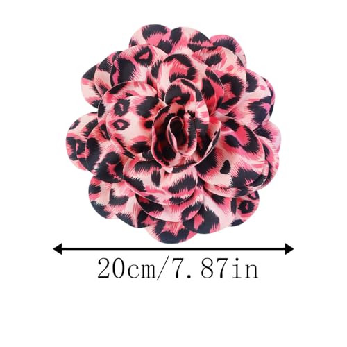 Image of Dainty Fabric Leopard Rose Flower Large Brooch Lapel Pins Handmade Big Flower Brooches Pin Classic for Women Wedding Party Dance Banquet Dress Suit Clothes Accessories Jewelry Gifts 190mm