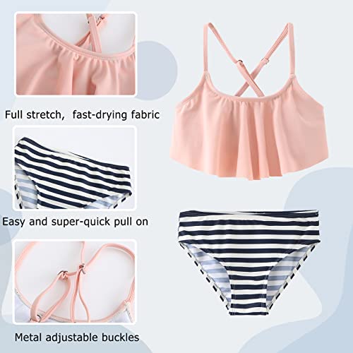 Image of Girls Two Piece Swimsuits Rainbow Bikini Sets Adjustable Strap Bathing Suits