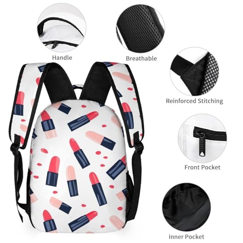 Lipstick Pattern Funny Backpack Sets Lightweight 3Pcs Daypack Set with Lunch Box And Pencil Case for Women Men3